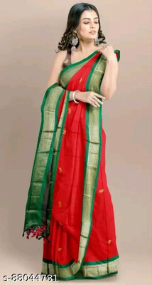 NST5 Woven Kanjivaram Cotton Silk Saree(Red)