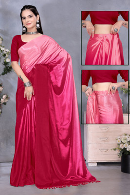 rudraCreation Ombre Pre Draped Saree Chiffon Saree(Pink)