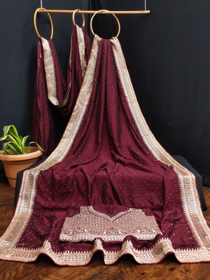 K SALIYA ENTERPRISE Embroidered Bollywood Polyester Saree(Maroon)