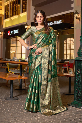 Divastri Solid/Plain Handloom Nylon Saree(Light Green)