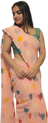 JATADHAR FAB Digital Print Ready to Wear Georgette Saree(Orange)