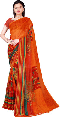 Samai Printed Daily Wear Georgette Saree(Orange)