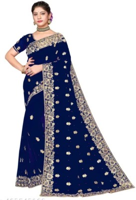 NIYANTAKSH Embroidered Bollywood Georgette Saree(Blue)