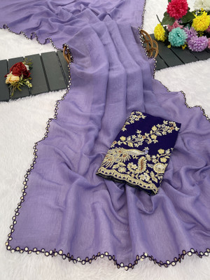 K 5 FASHION Embroidered Bollywood Tissue Saree(Multicolor)