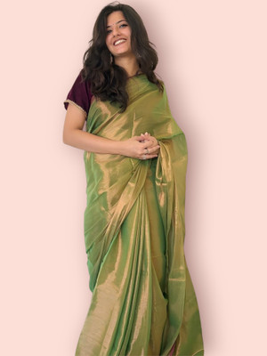 online saree hut Woven Kanjivaram Pure Silk Saree(Green)