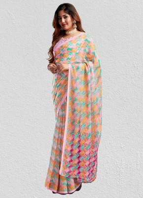 Panchvati NX Printed Bollywood Georgette Saree(Pink)