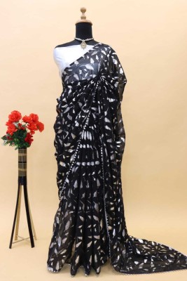 Vikash fab Self Design Bollywood Georgette Saree(Black)