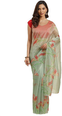 ROOP SUNDARI SAREES Digital Print Bollywood Organza Saree(Light Green)