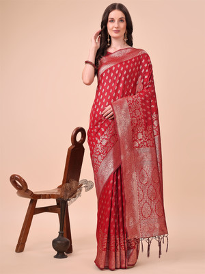 Divastri Woven Kanjivaram Cotton Silk Saree(Red)