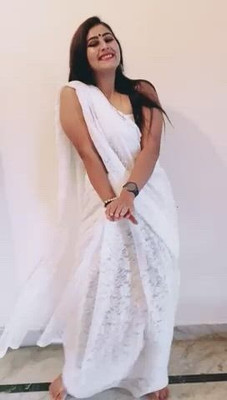 NORAFLEXx Dyed Bollywood Net Saree(White)