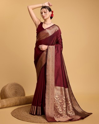 HouseOfCommon Printed Kanjivaram Jacquard Saree(Maroon)