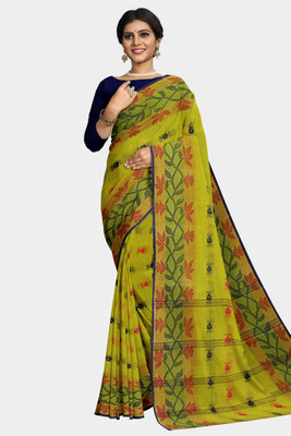 SANVISAREE Woven Tant Pure Cotton Saree(Green)