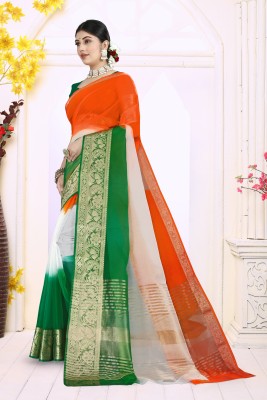 KOTHARI KS Solid/Plain Bandhani Organza Saree(Multicolor)