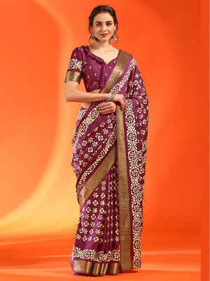 Anouk Rustic Printed Chinnalapattu Silk Blend Saree(Pink)