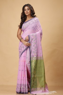 Grivana Self Design Handloom Handloom Cotton Blend Saree(Pink)