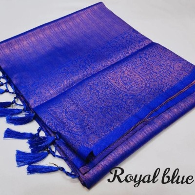 FAB WOVEN Woven Banarasi Pure Silk Saree(Blue)