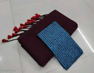SMRITI BOUTIQUE Solid/Plain, Printed Kalamkari Handloom Pure Cotton Saree(Maroon, Blue)