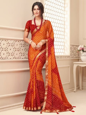 Panchvati NX Printed Bollywood Georgette Saree(Orange)