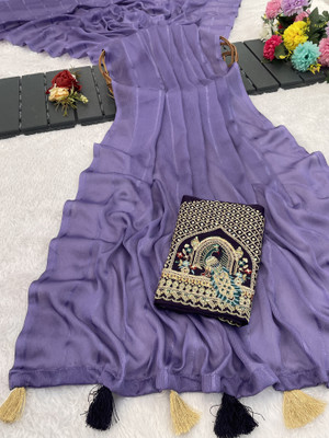 K 5 FASHION Embellished Bollywood Georgette Saree(Purple)