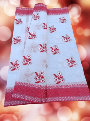 Happy Creation Woven Jamdani Handloom Cotton Blend Saree(Multicolor)