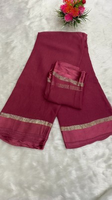 VRISE Solid/Plain Bollywood Viscose Rayon Saree(Pink)