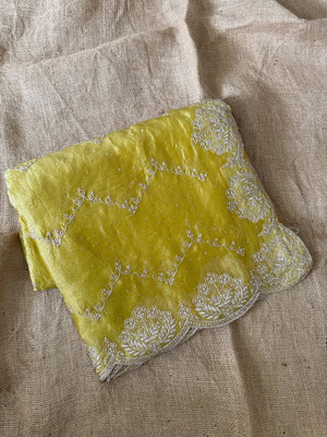 Zivastra Embroidered, Printed Banarasi Organza, Georgette Saree(Yellow, White)