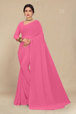 STAVA CREATION Solid/Plain Daily Wear Georgette Saree(Pink)