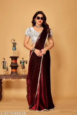 Online Bazaaar Self Design Bollywood Lycra Blend Saree(Maroon)