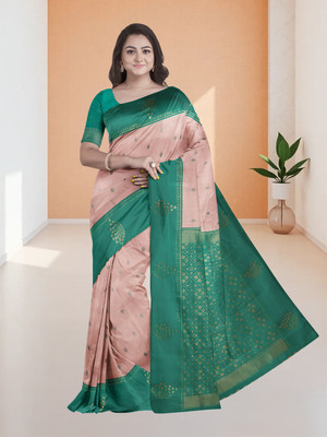 Ramraj Cotton Printed Saree with Attached Blouse Art Silk Saree(Pink)
