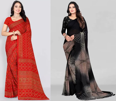 Leelavati Printed Daily Wear Georgette Saree(Pack of 2, Multicolor)