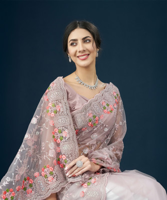 KASEE Embellished, Embroidered Bollywood Net Saree(Pink)