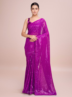 Divastri Embellished Bollywood Georgette Saree(Pink)