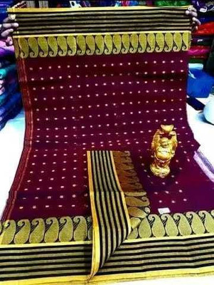 Sandhyatara Woven Tant Pure Cotton Saree(Maroon)