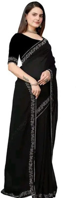 SHREE SHUBH CREATION Self Design Bollywood Georgette Saree(Black)