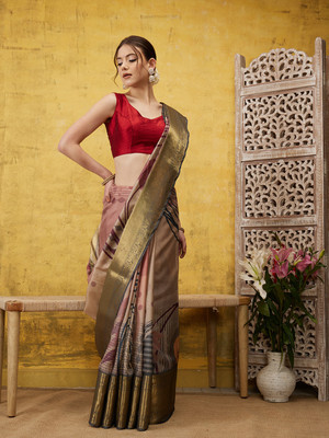 Divastri Striped Bollywood Tussar Silk Saree(Multicolor)