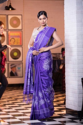 KARAGIRI Digital Print Bollywood Silk Blend Saree(Purple)