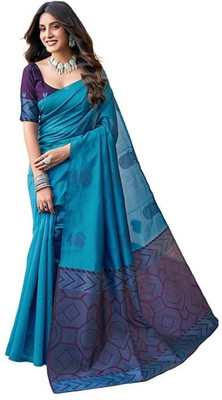 shaticreation Self Design Banarasi Art Silk Saree(Blue)