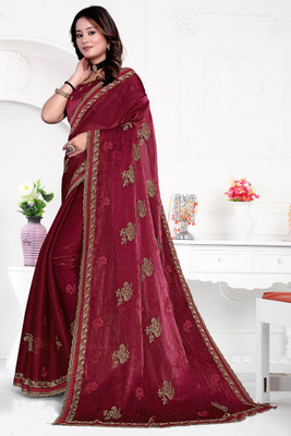 ZOYAL ENTERPRISE Embroidered Bollywood Jimmy choo Saree(Maroon)