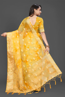 Aarunika MT Printed Bollywood Organza Saree(Yellow)