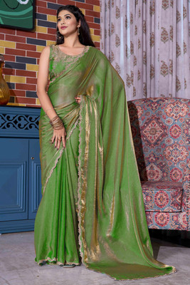 shyamlata Embellished, Solid/Plain Bollywood Pure Silk, Tussar Silk Saree(Green)