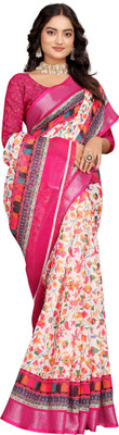 PRTRENDZ Self Design Kanjivaram Pure Cotton, Cotton Linen Saree(Pink)
