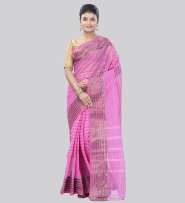 DipDiya Printed Tant Pure Cotton Saree(Pink)