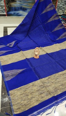 MONDAL Self Design Handloom Cotton Blend Saree(Dark Blue)