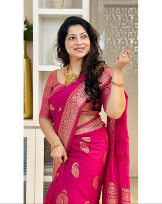ARISHTA Woven, Self Design Banarasi Art Silk Saree(Pink)