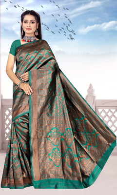 NENCY FASHION Woven Banarasi Silk Blend Saree(Blue)