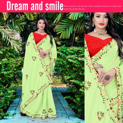 Aksh Fashion Embroidered Bollywood Silk Blend Saree(Light Green)