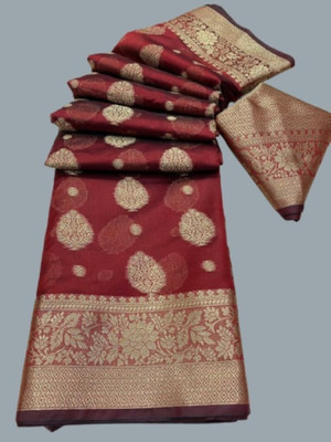 blendza Self Design Bollywood Georgette Saree(Maroon)