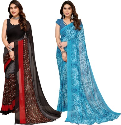 kashvi sarees Printed Daily Wear Georgette Saree(Pack of 2, Multicolor)