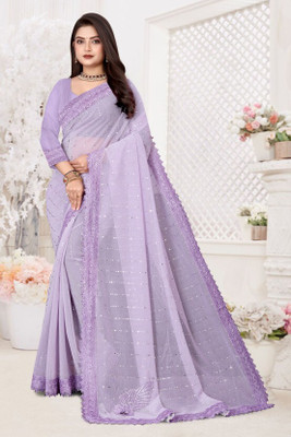 Aika Embellished Bollywood Lycra Blend Saree(Purple)