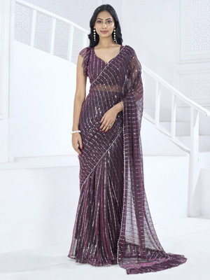Divastri Printed Bollywood Lycra Blend Saree(Magenta)